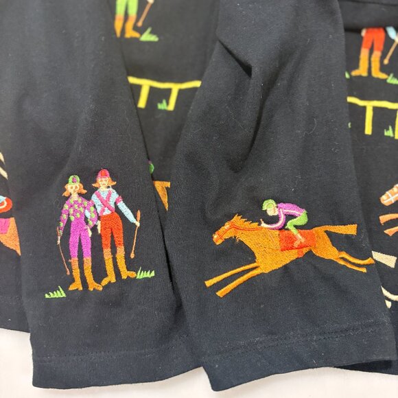 Michael Simon Lite L Horse Racing Jockeys Embroidered Cardigan Sweater - Picture 7 of 7